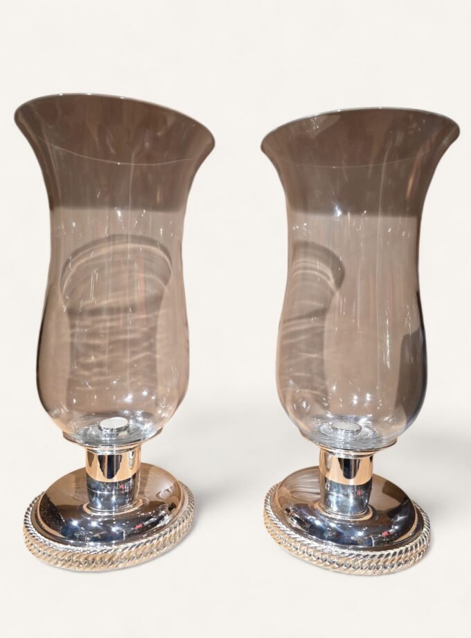 photophore Hermès vintage métal argenté cordage