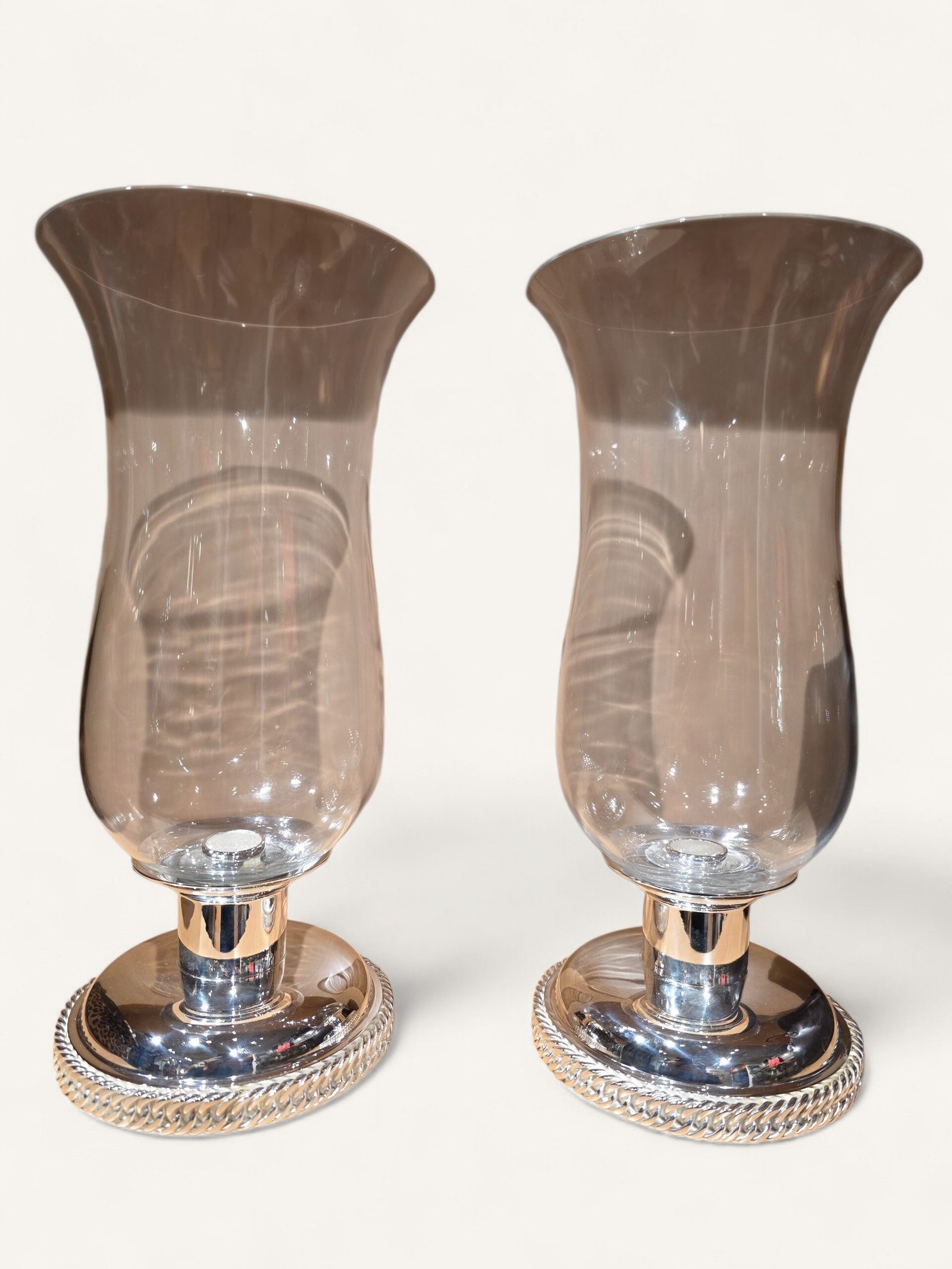 photophore Hermès vintage métal argenté cordage