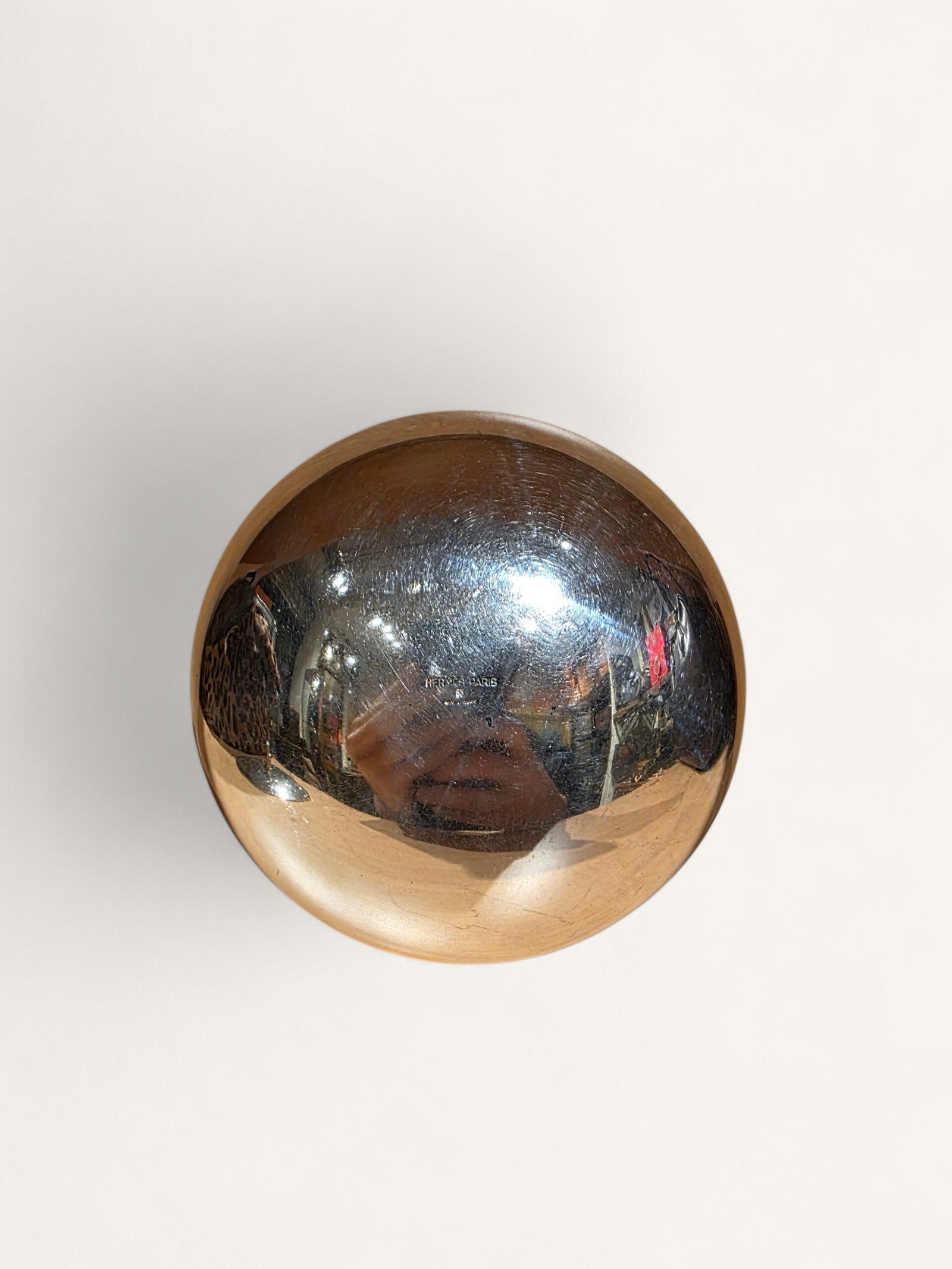 boîte Hermès métal argenté mors de cheval ronde