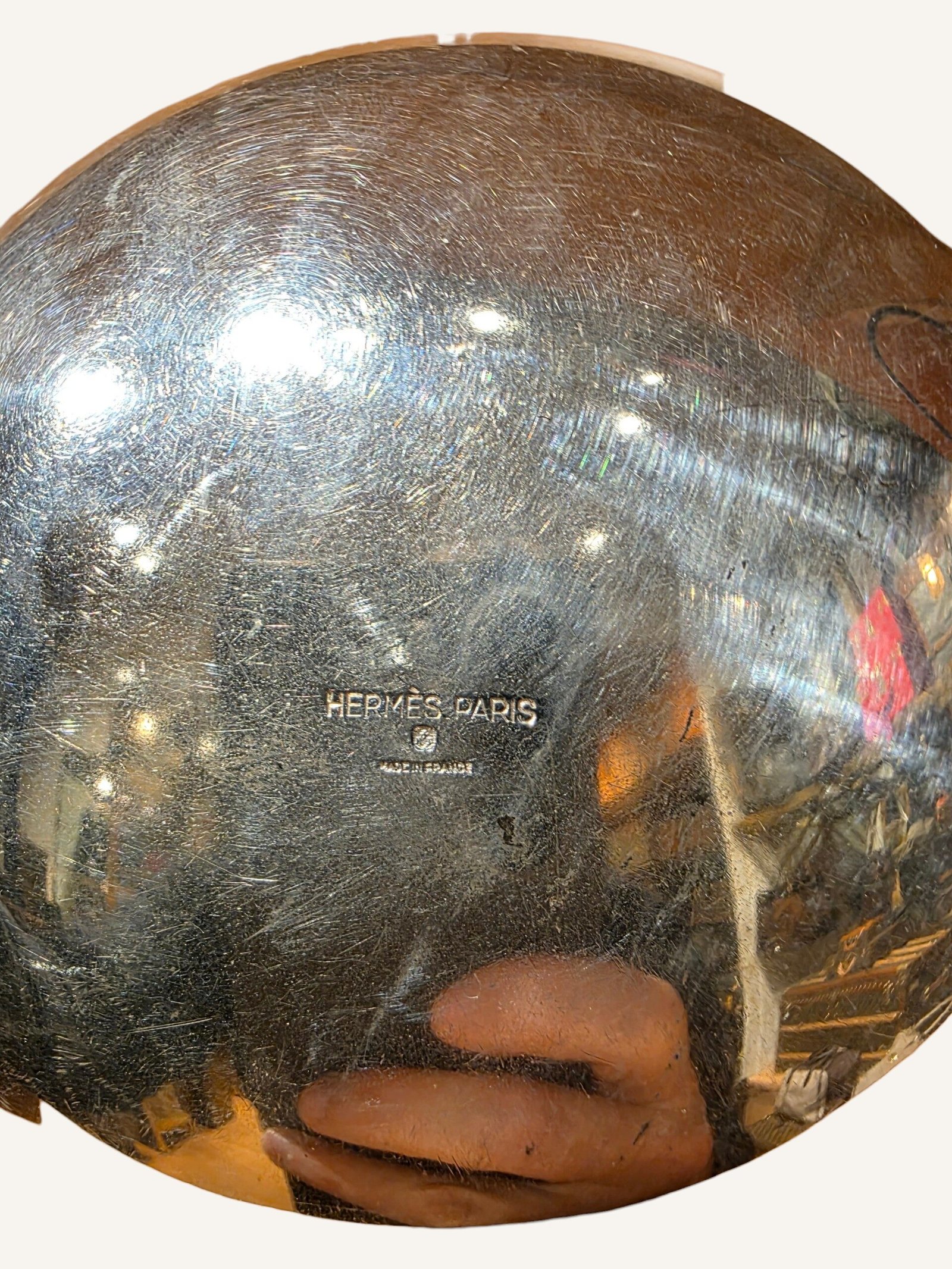 boîte Hermès métal argenté mors de cheval ronde