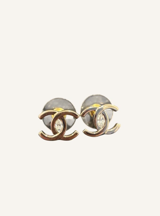 Boucles d'oreilles Chanel Métal Doré Strass