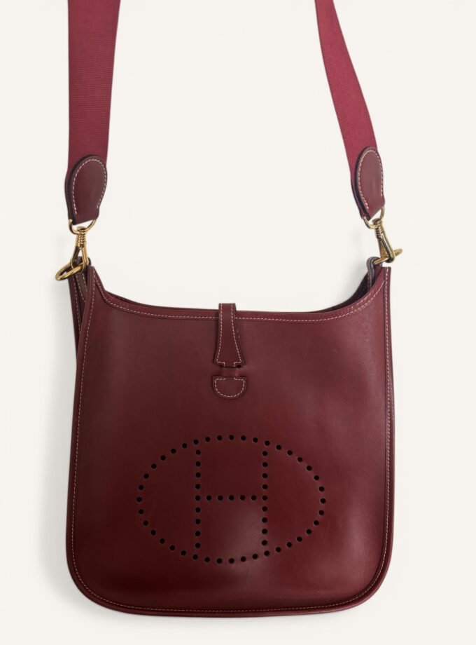 Sac Hermès Evelyne Pm Cuir Box Rouge H