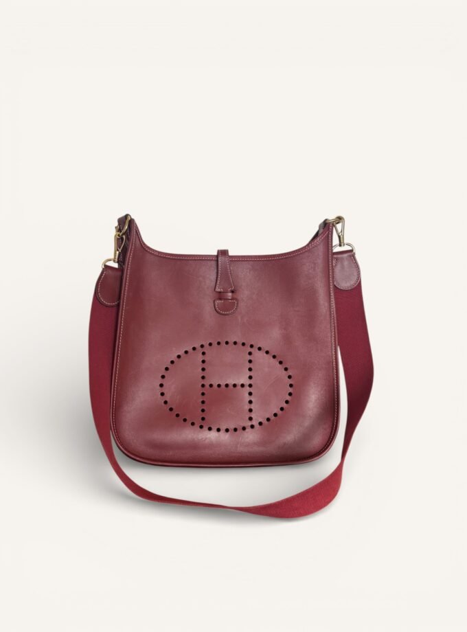 sac Hermès Evelyne PM cuir box rouge