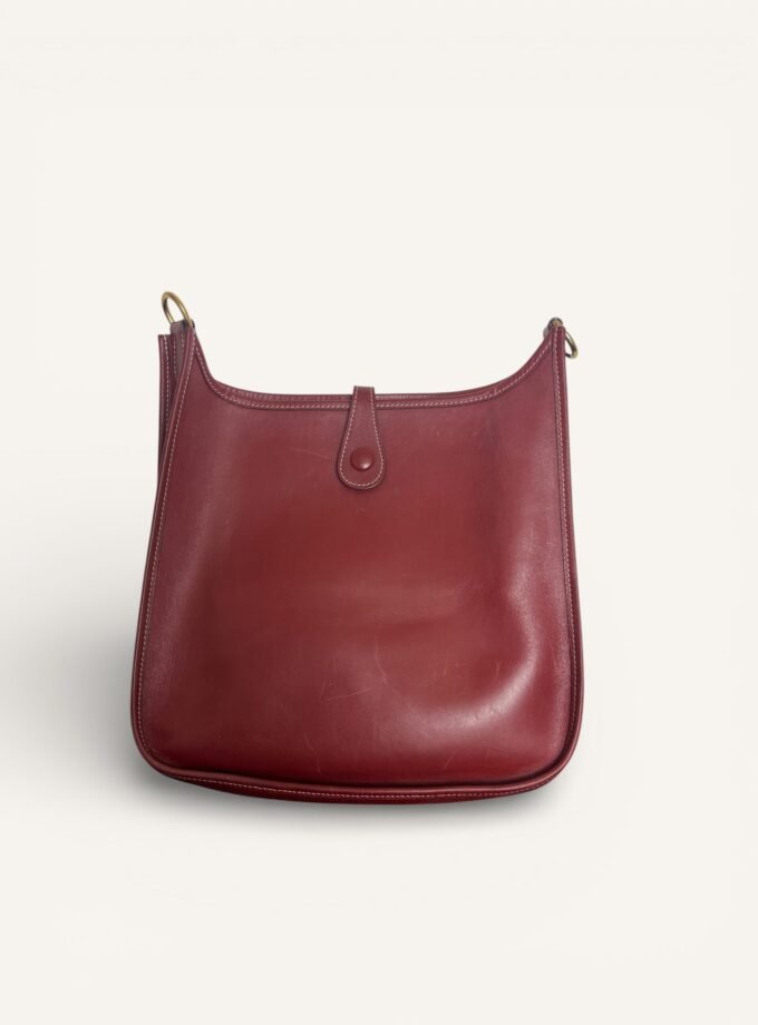 Sac Hermès Evelyne Pm Cuir Box Rouge H