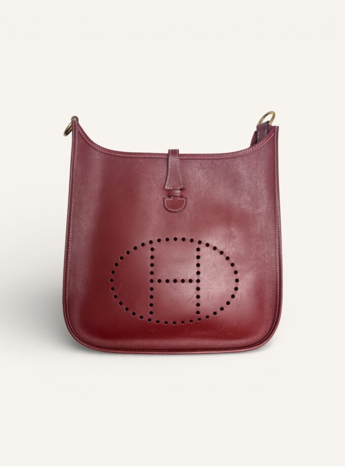Sac Hermès Evelyne Pm Cuir Box Rouge H