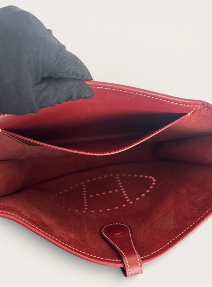 Sac Hermès Evelyne Pm Cuir Box Rouge H