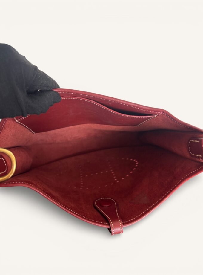 Sac Hermès Evelyne Pm Cuir Box Rouge H