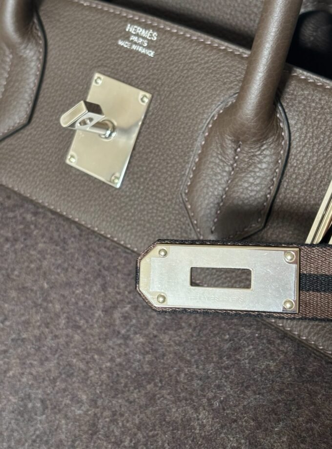 Sac Hermès HAC 40 "Go Team Ebène" Feutrine & Togo