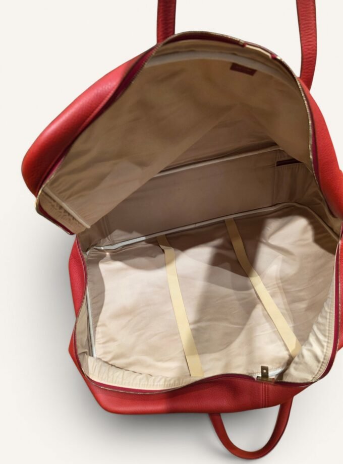 Sac Hermès Victoria 60 Toile & Cuir Rouge
