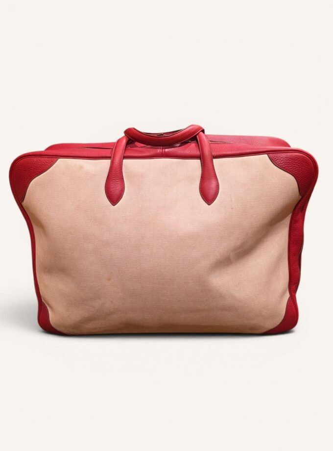Sac Hermès Victoria 60 Toile & Cuir Rouge