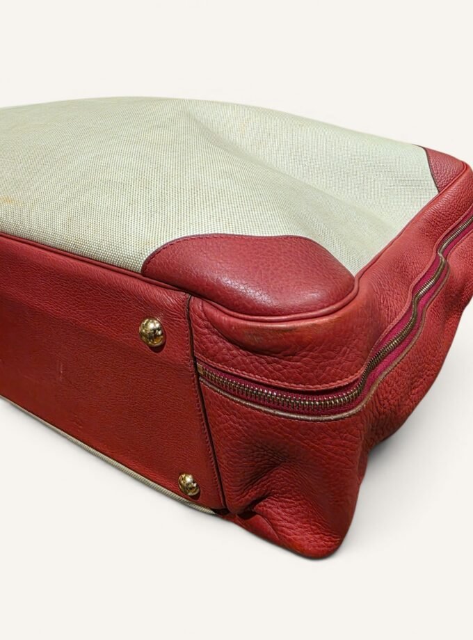 Sac Hermès Victoria 60 Toile & Cuir Rouge