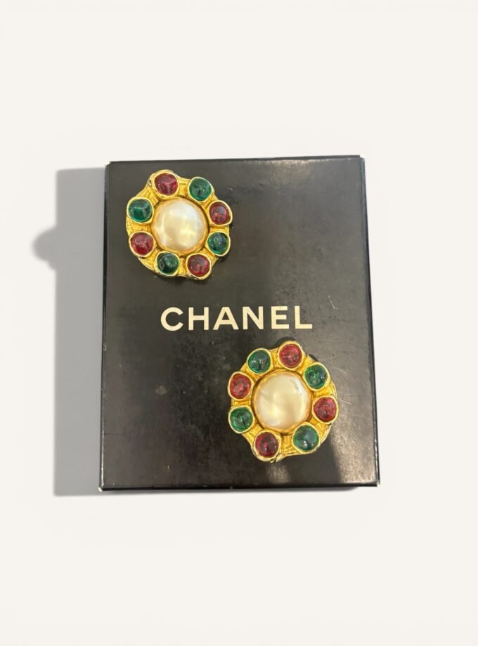 Boucle d'Oreilles Chanel Gripoix Vintage