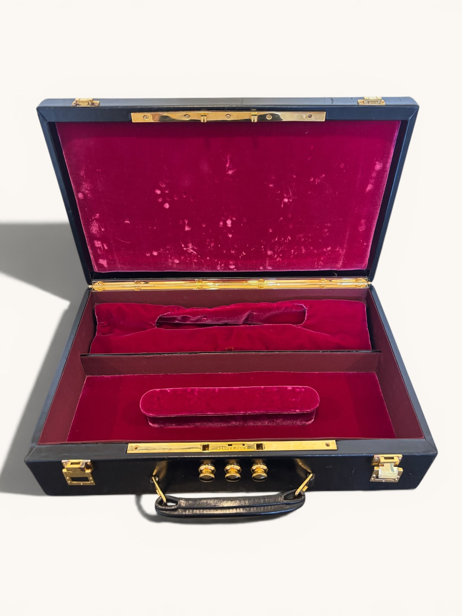 boîte à bijoux Hermès cuir Box noir vintage