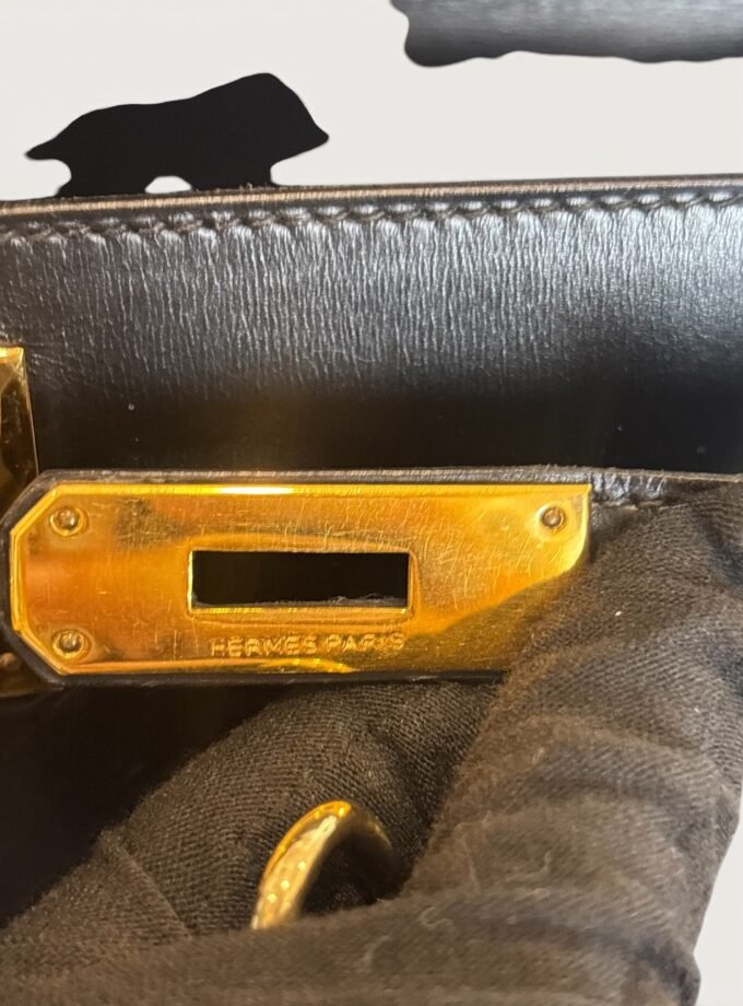 Sac Hermès Kelly 28 Box Noir 1978