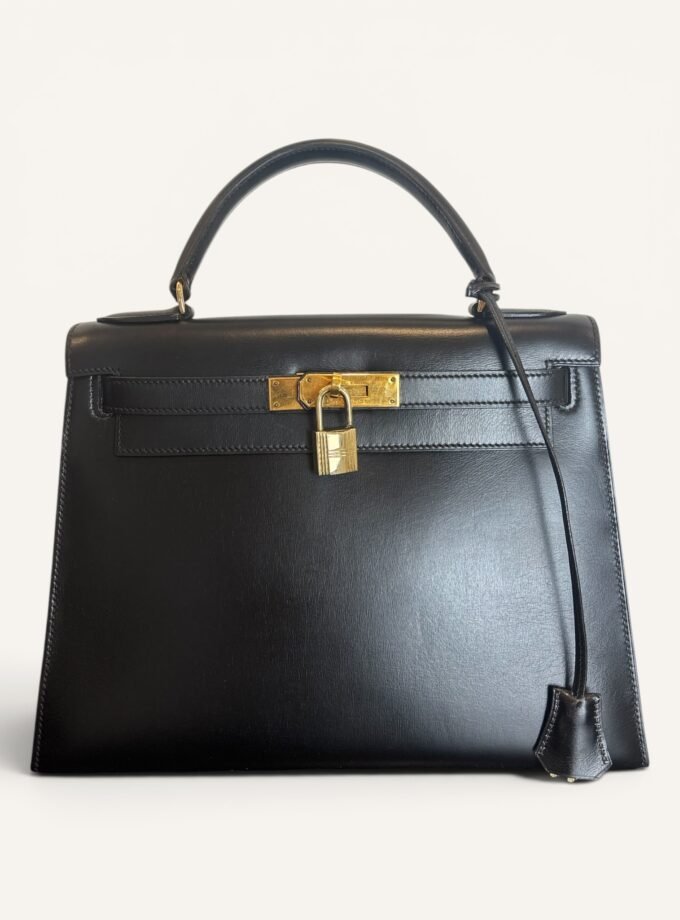 Sac Hermès Kelly 28 Box Noir 1978