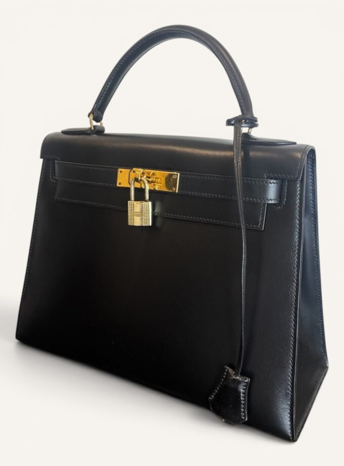 Sac Hermès Kelly 28 Box Noir 1978