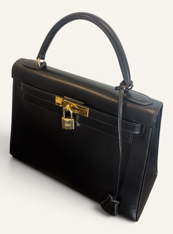 Sac Hermès Kelly 28 Box Noir 1978