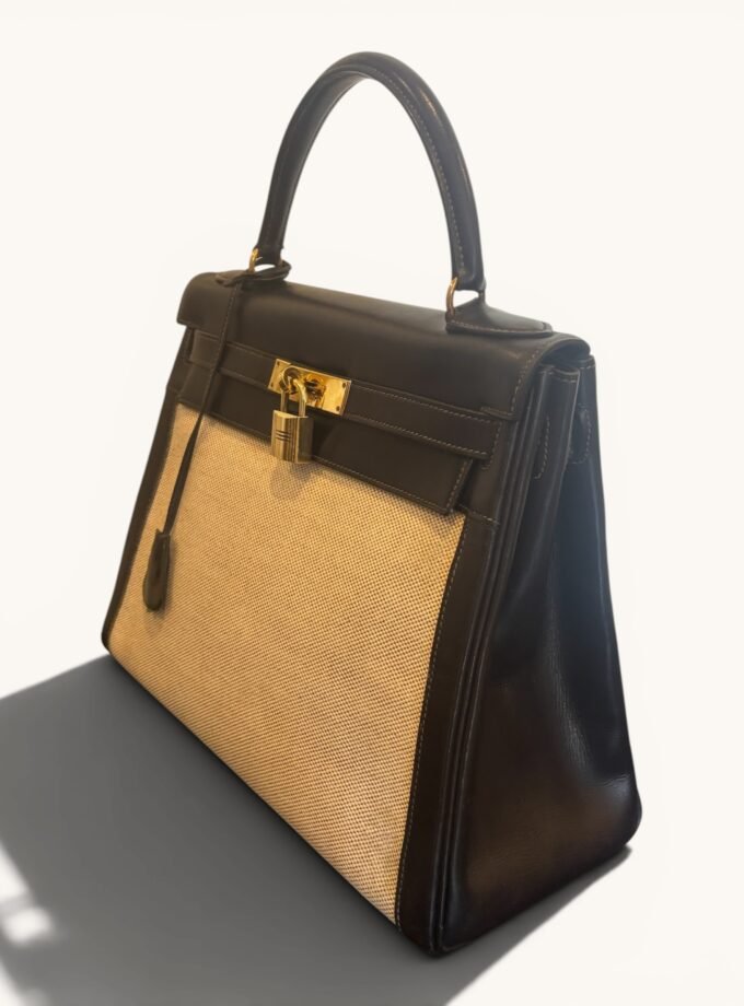 Sac Hermès Kelly 28 Toile & Cuir 1965