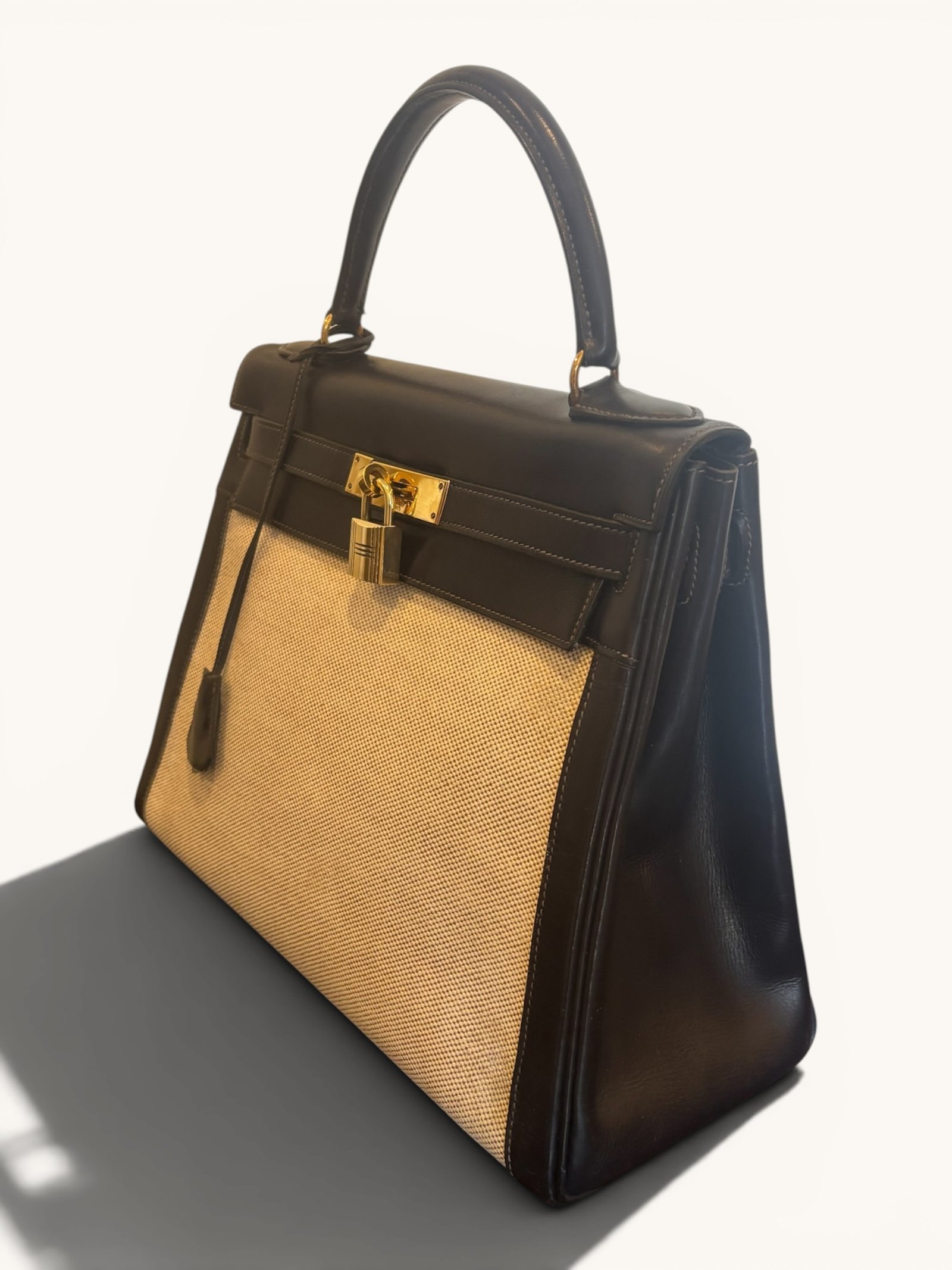 sac Hermès Kelly 28 toile Officier cuir Box 1965