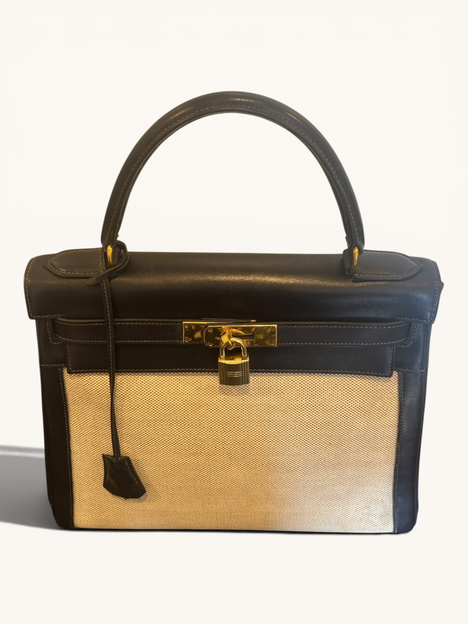 sac Hermès Kelly 28 toile Officier cuir Box 1965