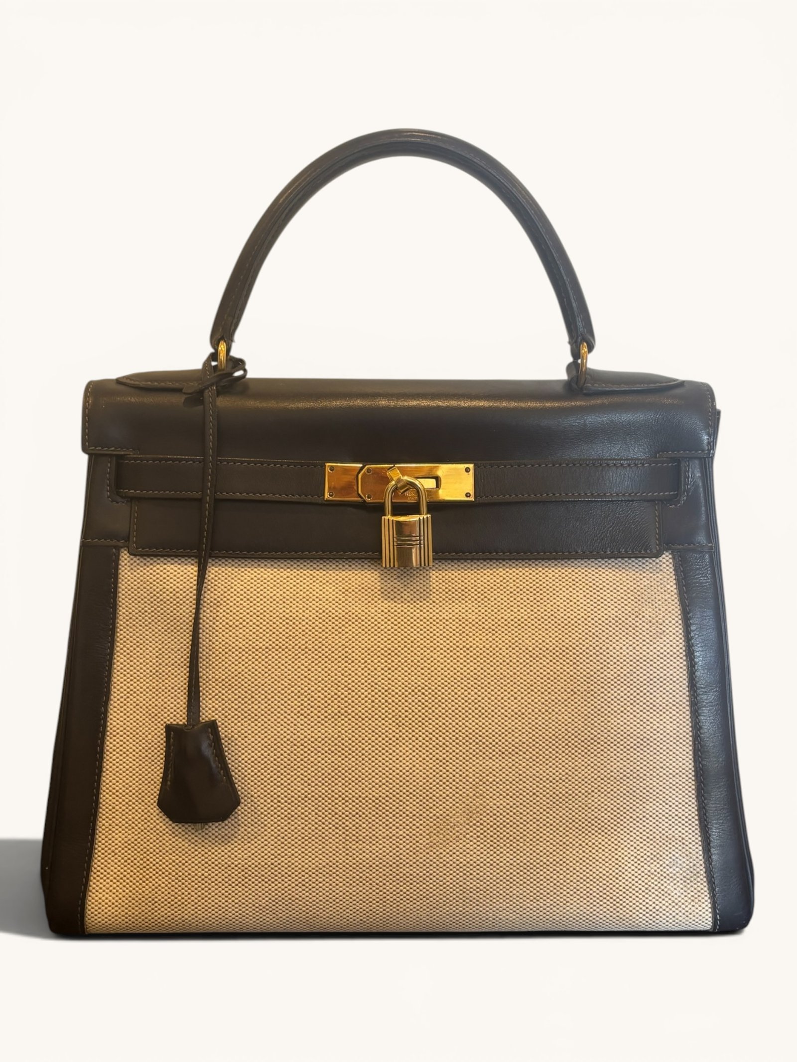 sac Hermès Kelly 28 toile Officier cuir Box 1965