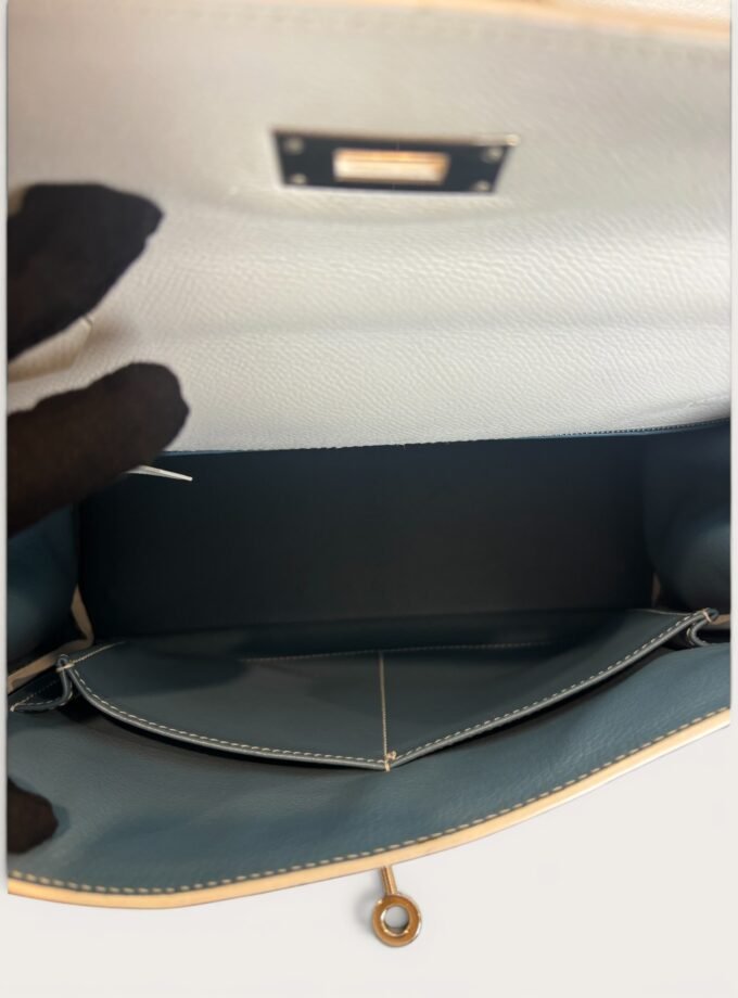 Sac Hermès Kelly 28 Bicolore Blanc & Bleu