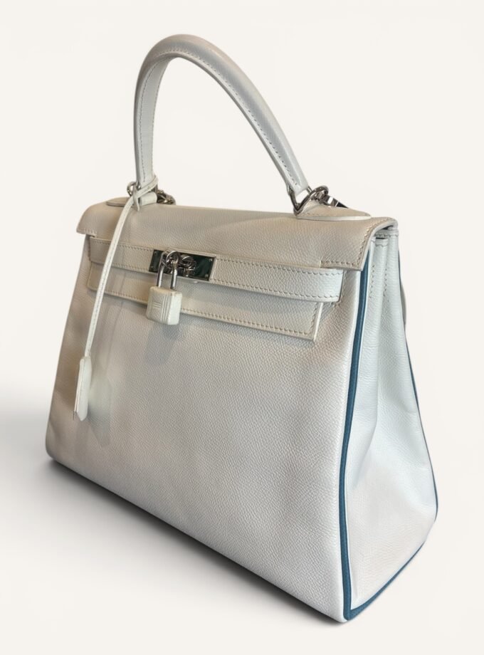 Sac Hermès Kelly 28 Bicolore Blanc & Bleu