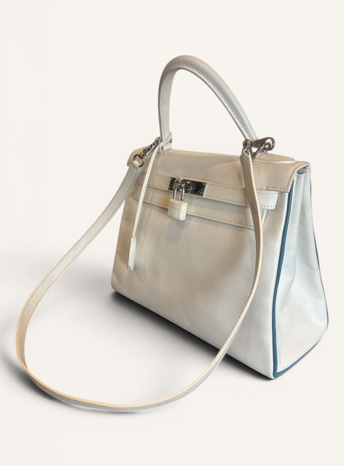 Sac Hermès Kelly 28 Bicolore Blanc & Bleu