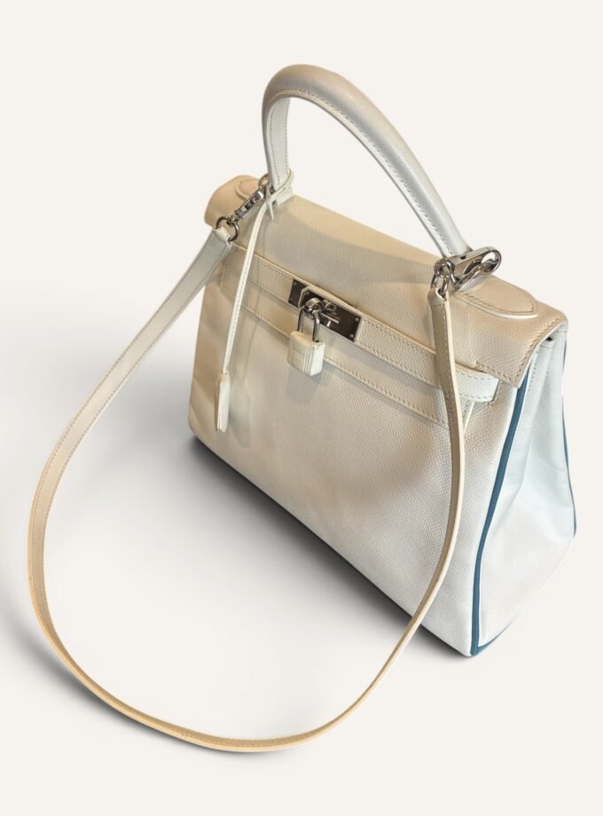 Sac Hermès Kelly 28 Bicolore Blanc & Bleu