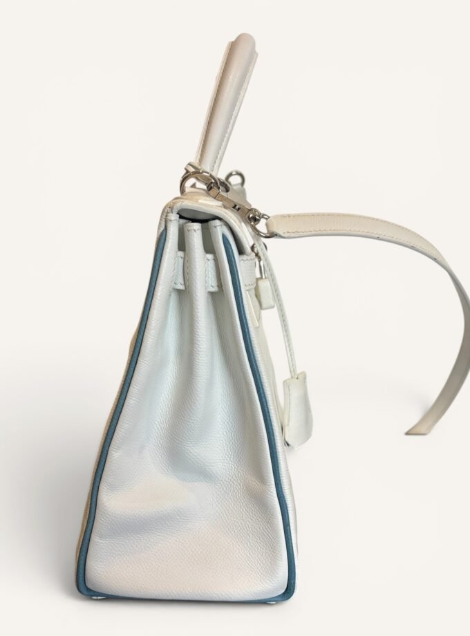 Sac Hermès Kelly 28 Bicolore Blanc & Bleu