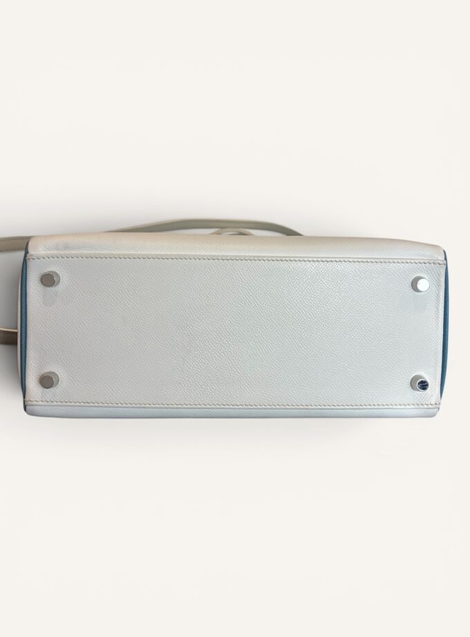 Sac Hermès Kelly 28 Bicolore Blanc & Bleu