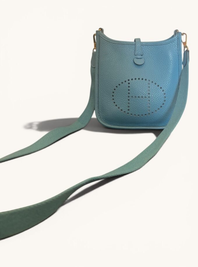 sac Hermès Mini Evelyne Bleu Jean Clémence Gold 2019