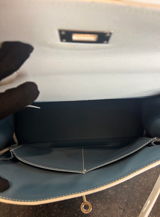 Sac Hermès Kelly 28 Bicolore Blanc & Bleu