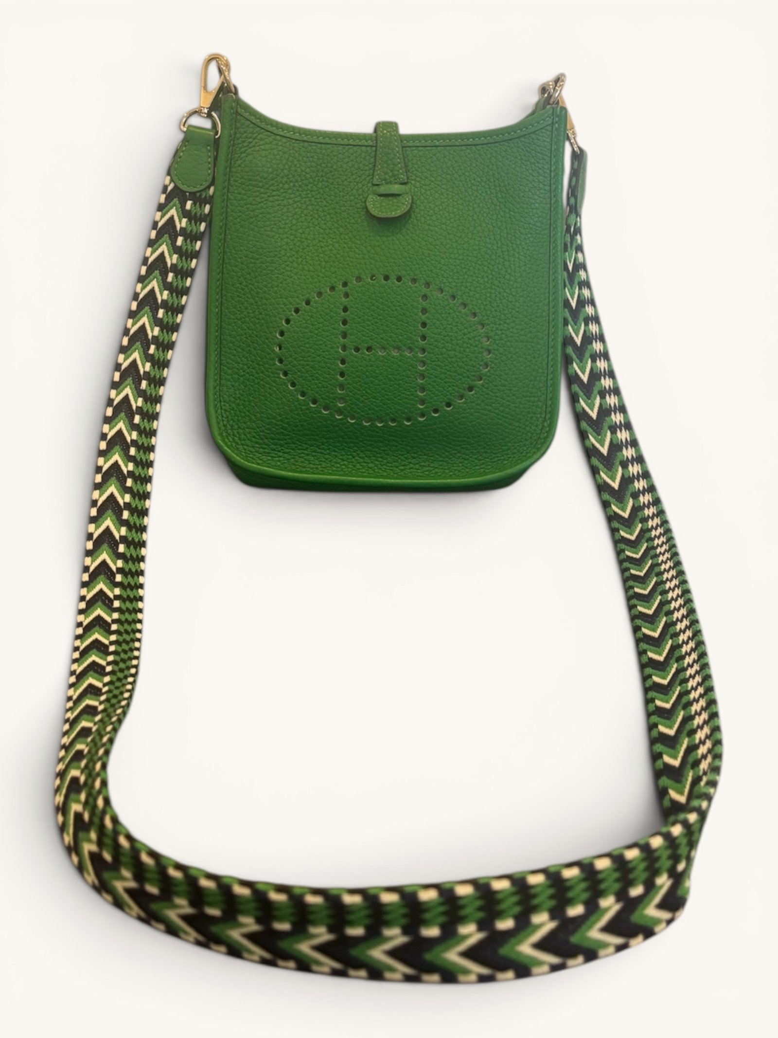 sac Hermès Mini Evelyne vert palladium 2020