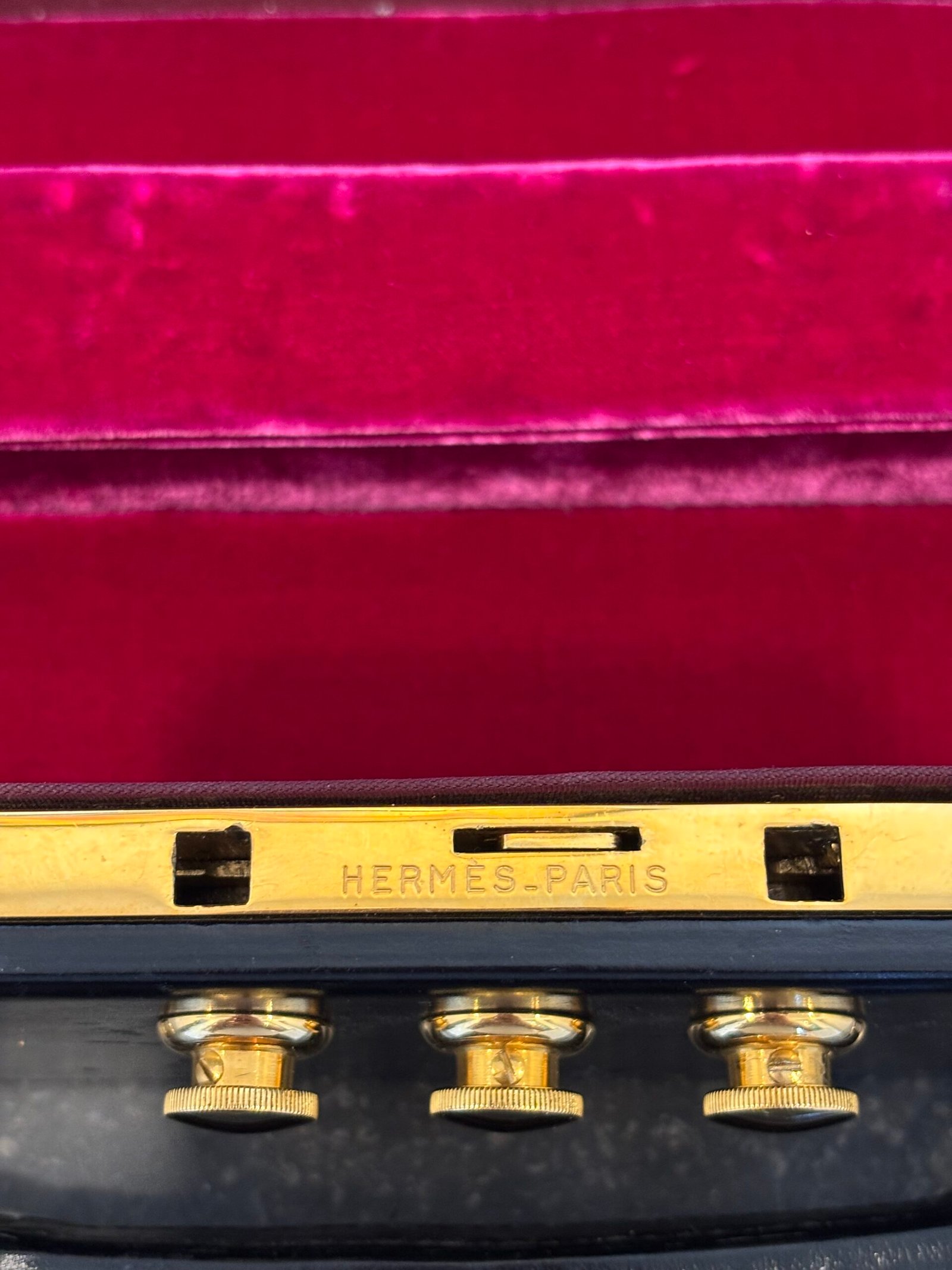 boîte à bijoux Hermès cuir Box noir vintage