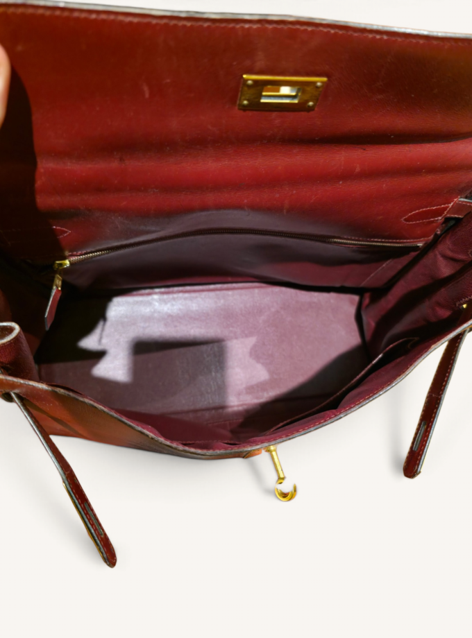 Sac Hermès Kelly 35 Box Rouge H Gold 1993