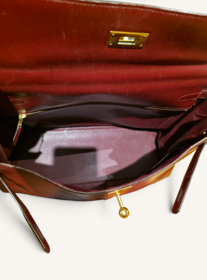 Sac Hermès Kelly 35 Box Rouge H Gold 1993