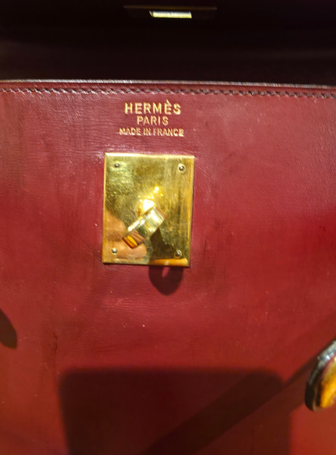 Sac Hermès Kelly 35 Box Rouge H Gold 1993
