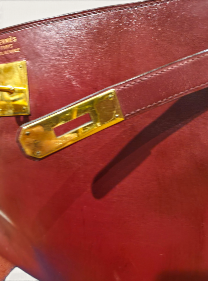Sac Hermès Kelly 35 Box Rouge H Gold 1993