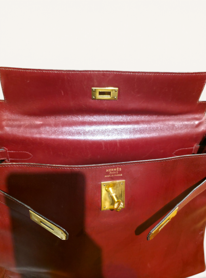Sac Hermès Kelly 35 Box Rouge H Gold 1993