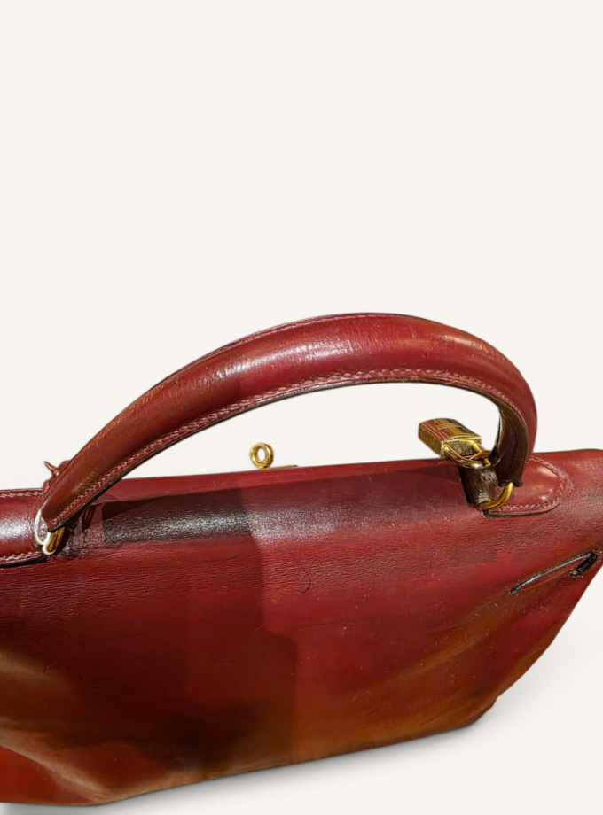 Sac Hermès Kelly 35 Box Rouge H Gold 1993