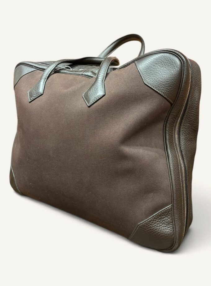 Sac Hermès Victoria 50 toile & cuir marron
