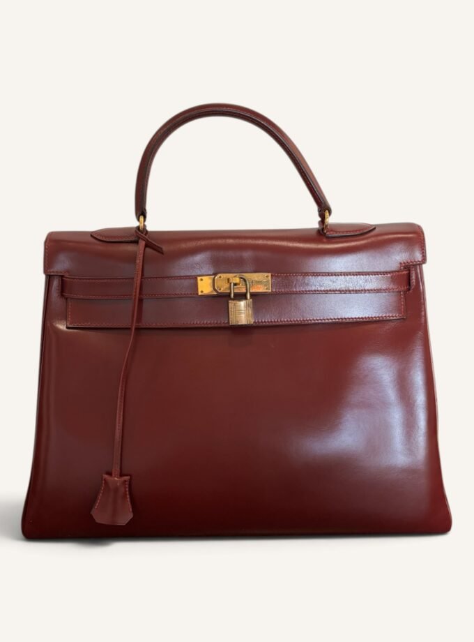Sac Hermès Kelly 35 Box Rouge H 1981