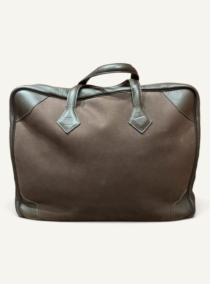 Sac Hermès Victoria 50 toile & cuir marron