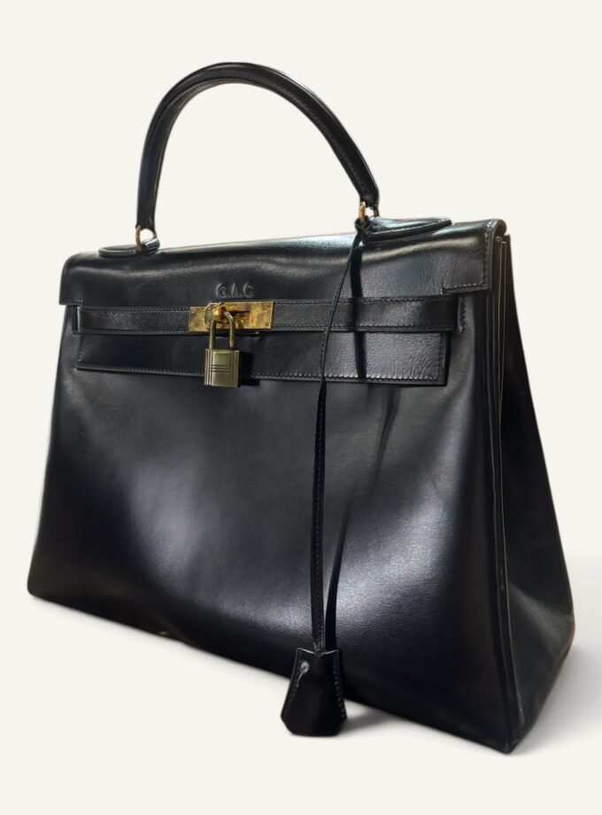 Sac Hermès Kelly 32 box noir 1956