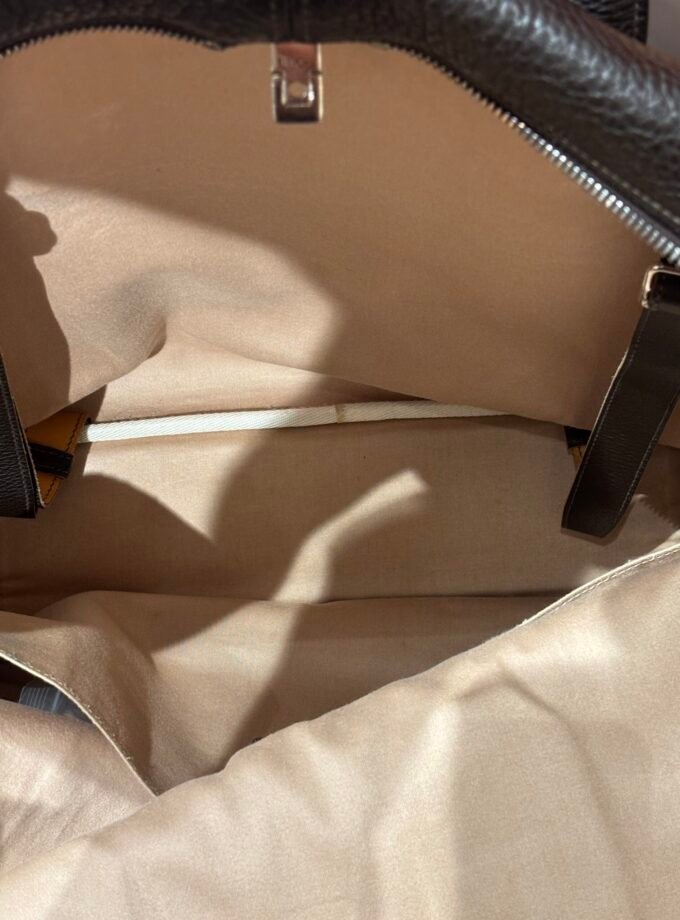 Sac Hermès Victoria 50 toile & cuir marron