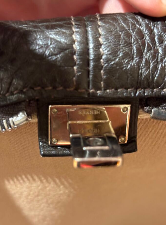Sac Hermès Victoria 50 toile & cuir marron