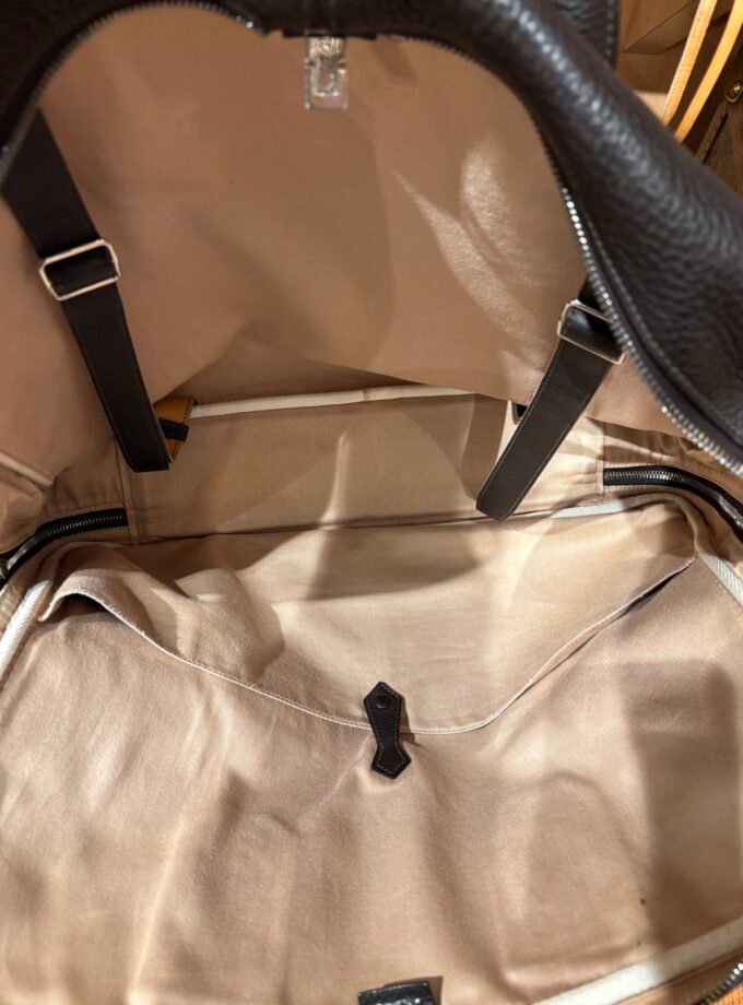 Sac Hermès Victoria 50 toile & cuir marron