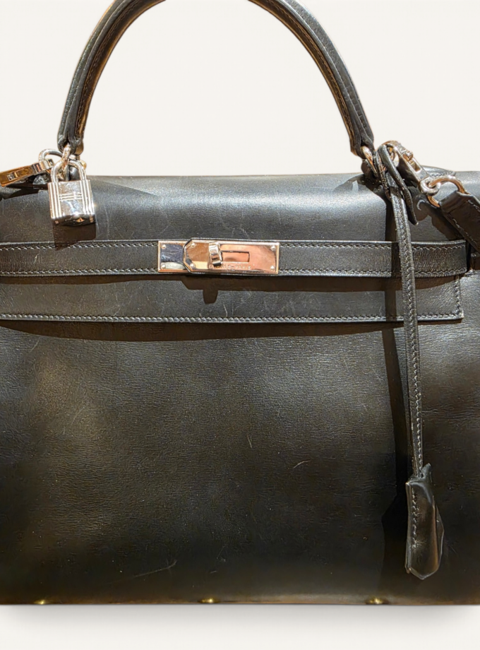 Sac Hermès Kelly 32 Box Noir Palladium