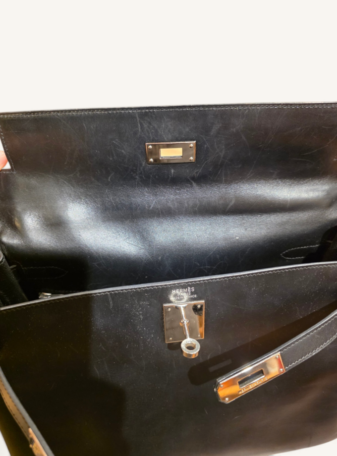Sac Hermès Kelly 32 Box Noir Palladium